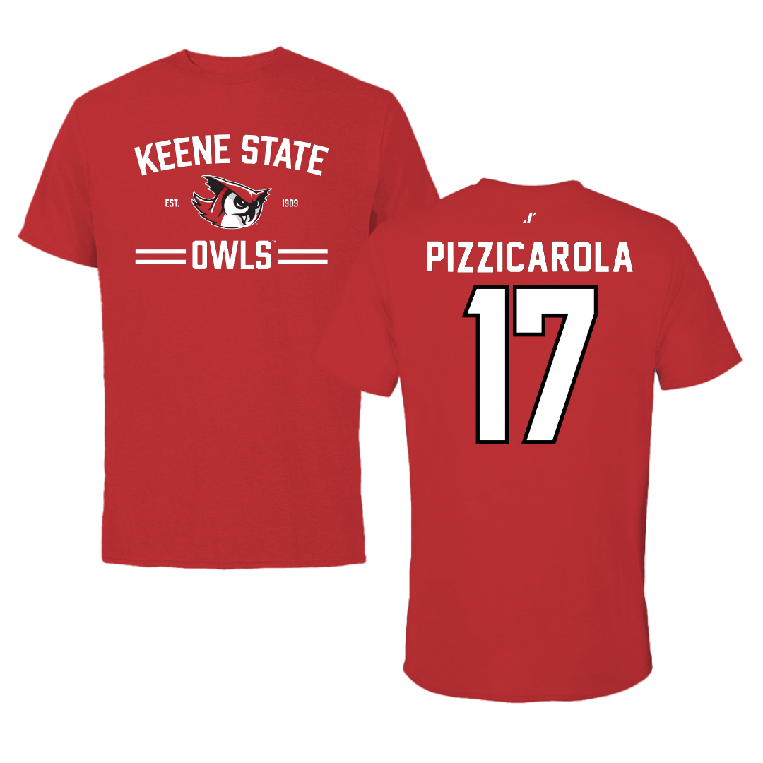 Keene State College Soccer Red General Performance Tee - #17 Claudio Pizzicarola