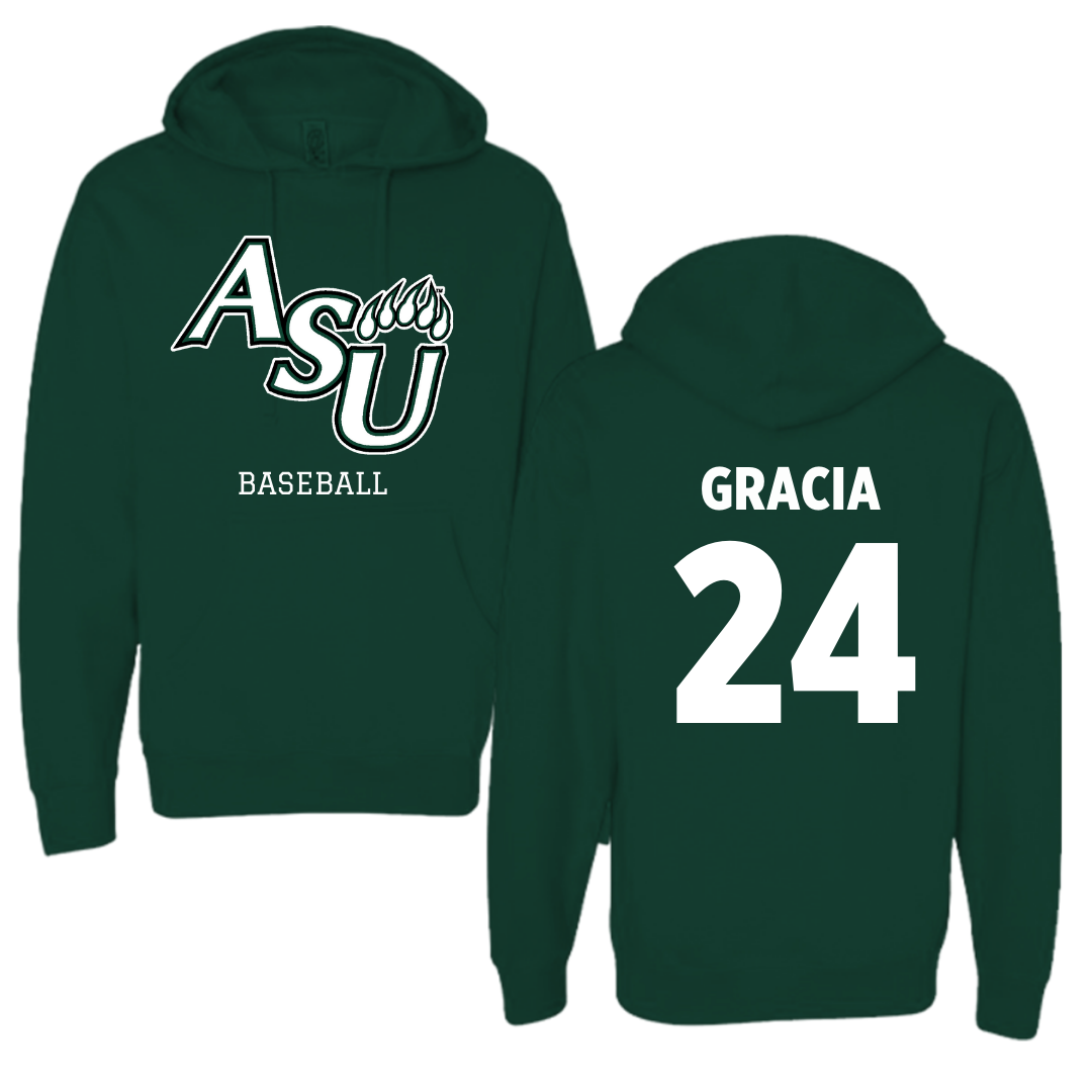 Adams State University Baseball Forest Green Block Hoodie - #24 Chris Gracia