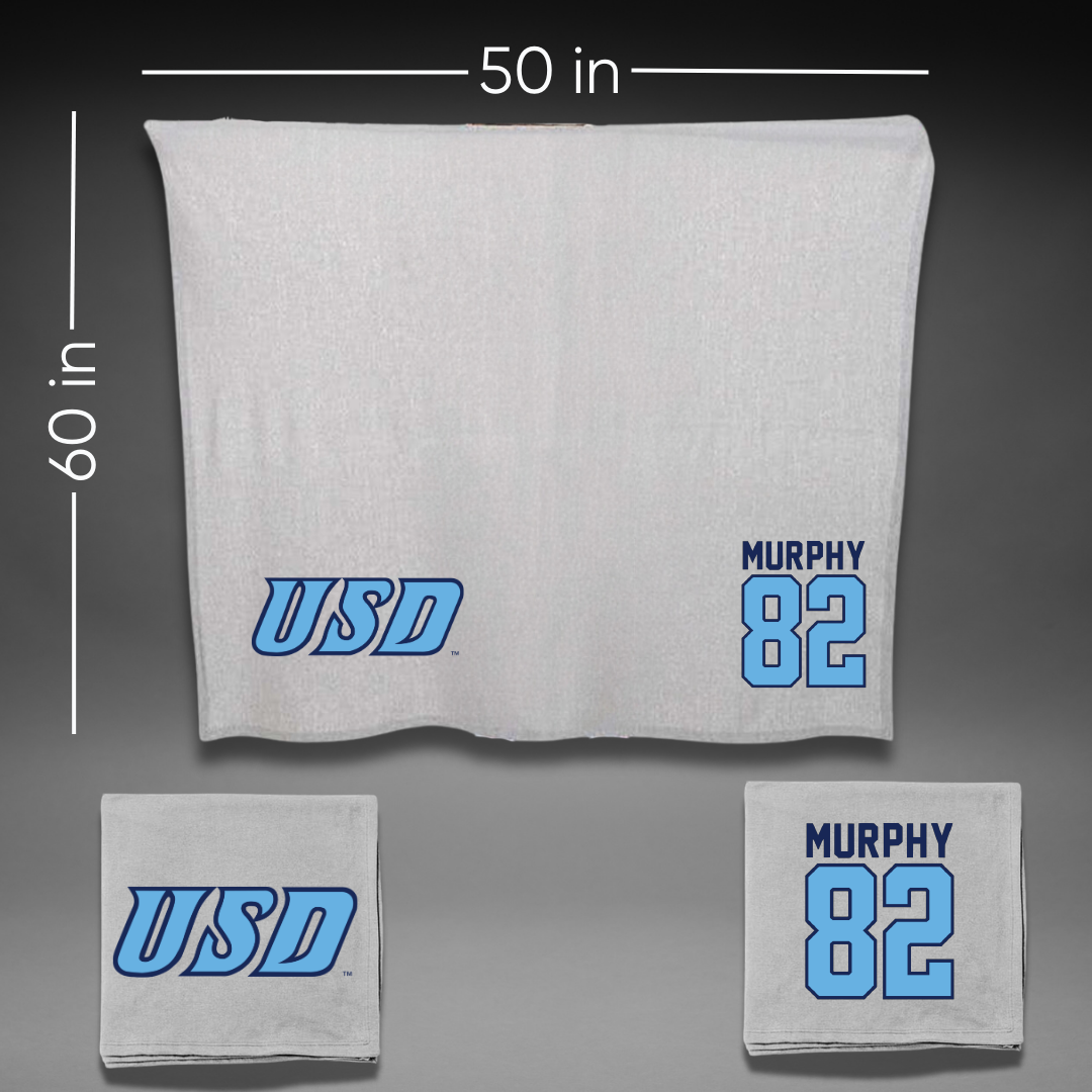 University of San Diego Football Gray Blanket - #82 Kollen Murphy