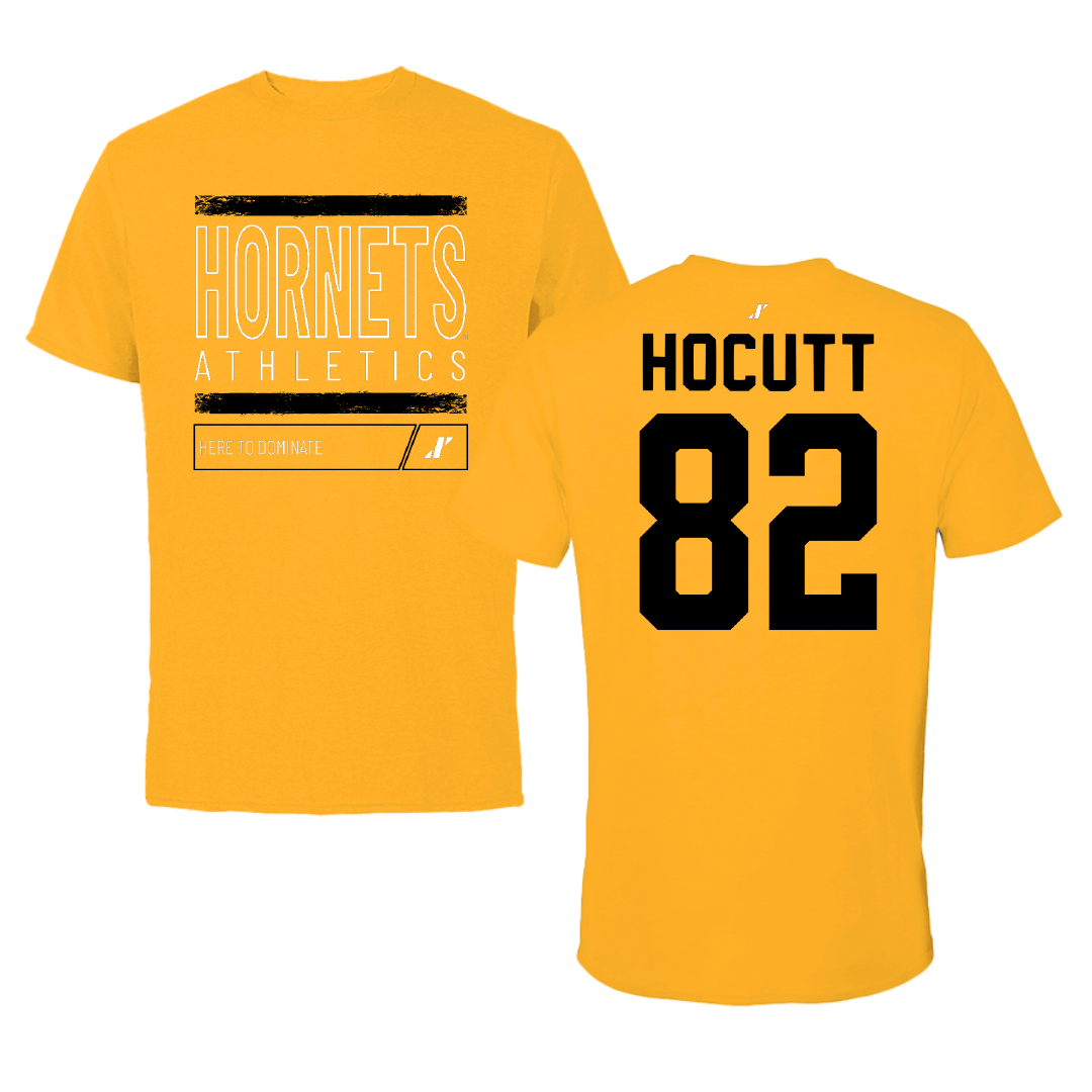 Alabama State University Football Gold Dominate Tee - #82 Will Hocutt