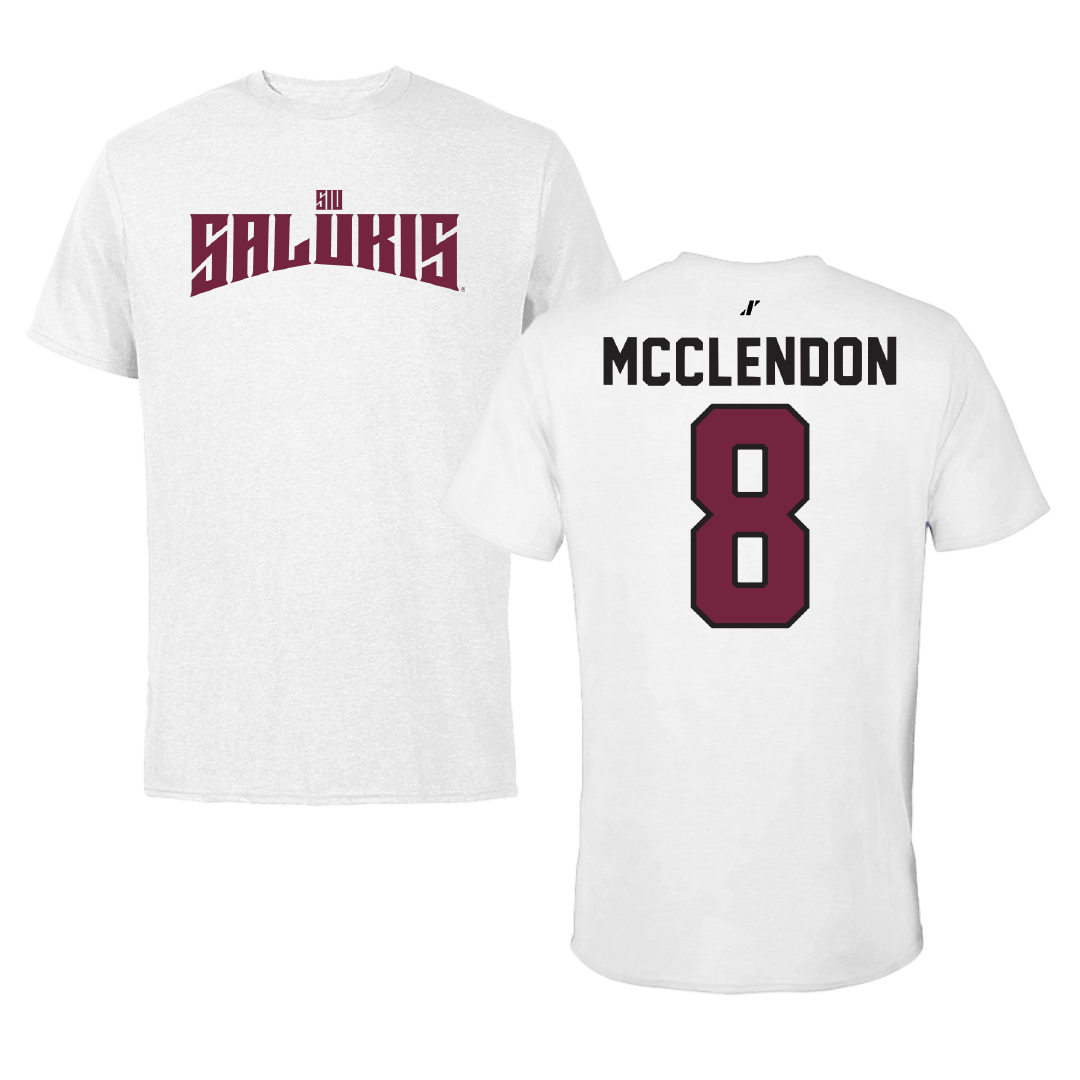 Southern Illinois University at Carbondale Football White Classic Performance Tee - #8 Jeremiah McClendon