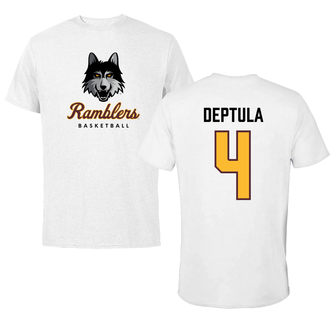 Loyola University-Chicago Basketball White Ramblers Performance Tee - #4 Audrey Deptula