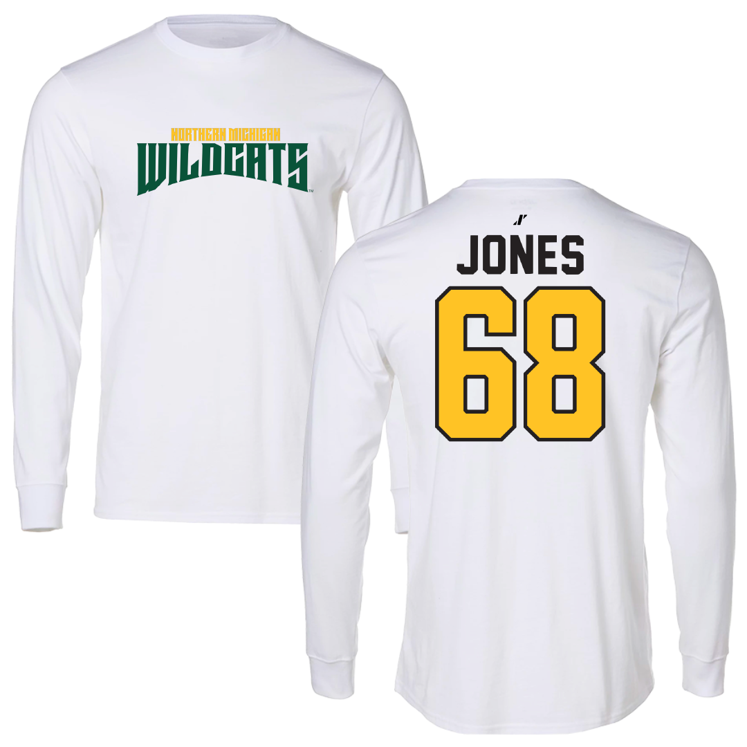 Northern Michigan University Football White Classic Long Sleeve - #68 Tommy Jones