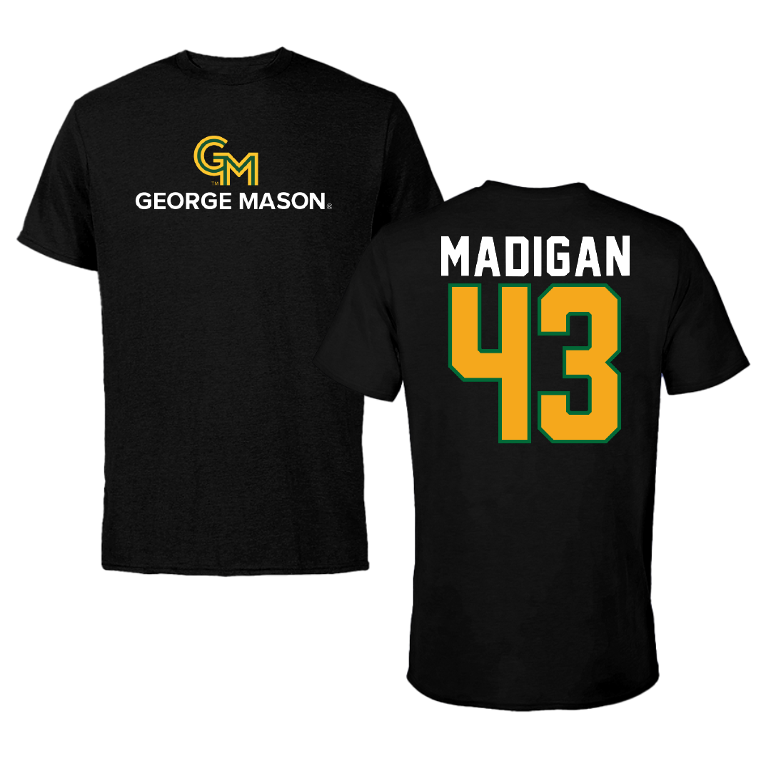 George Mason University Baseball Black Tee - #43 Michael Madigan