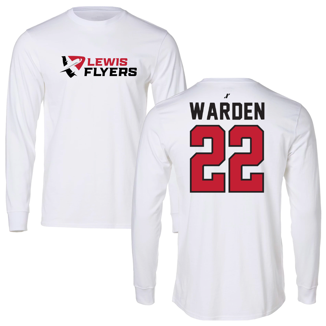 Lewis University Basketball White Performance Long Sleeve - #22 Paxton Warden