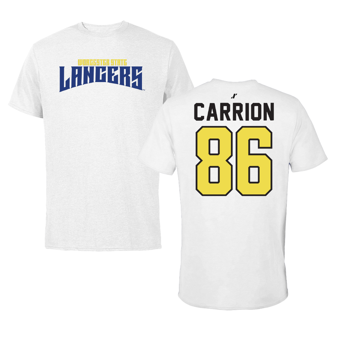 Worcester State University Football White Classic Tee - #86 Elijah Carrion