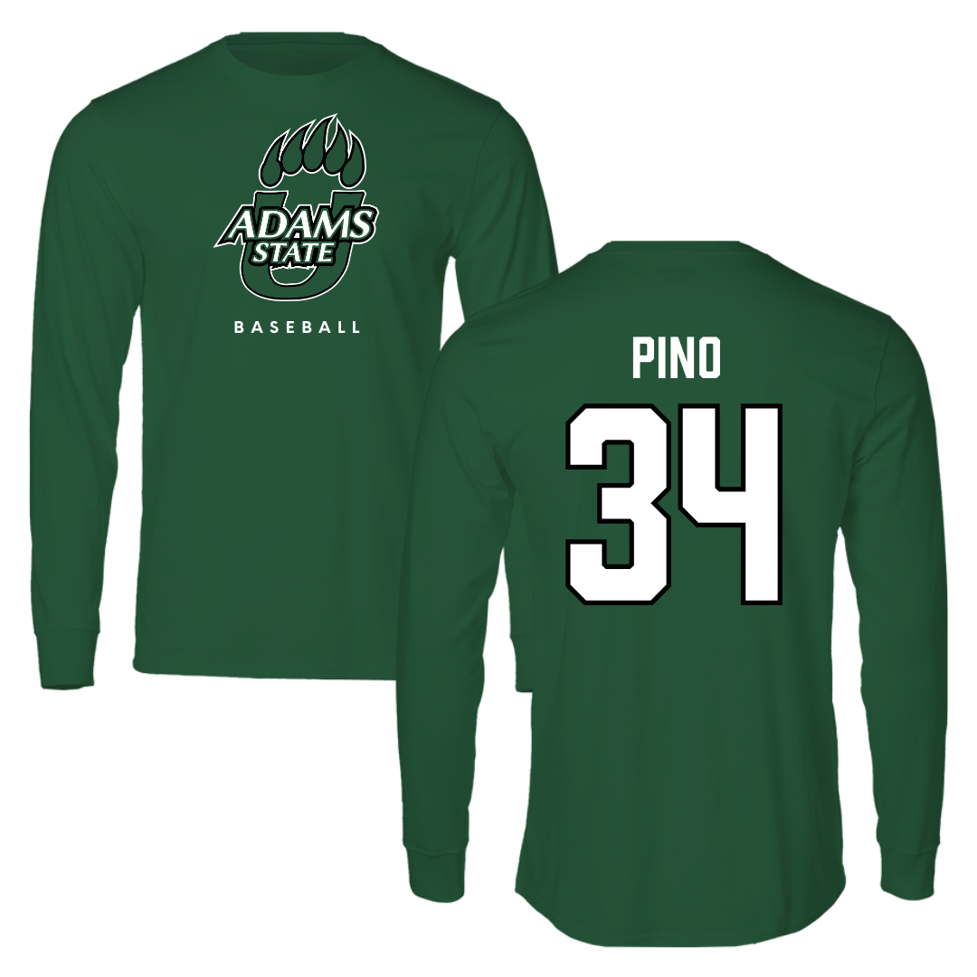 Adams State University Baseball Green Performance Long Sleeve - #34 CJ Pino