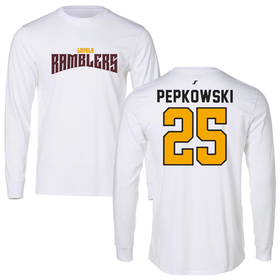Loyola University-Chicago Softball White Classic Performance Long Sleeve - #25 Peyton Pepkowski