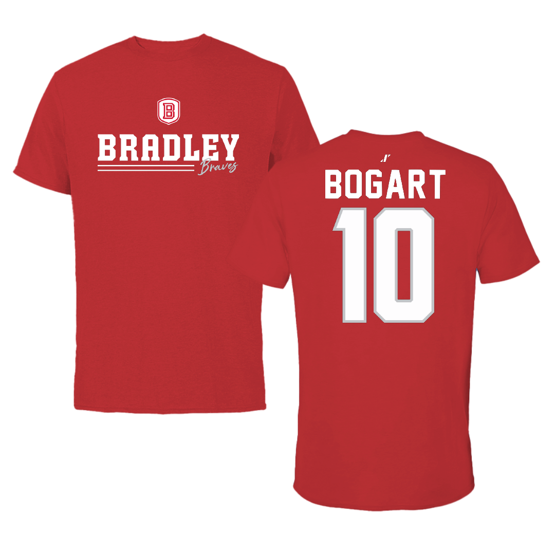 Bradley University Baseball Red General Performance Tee - #10 JD Bogart