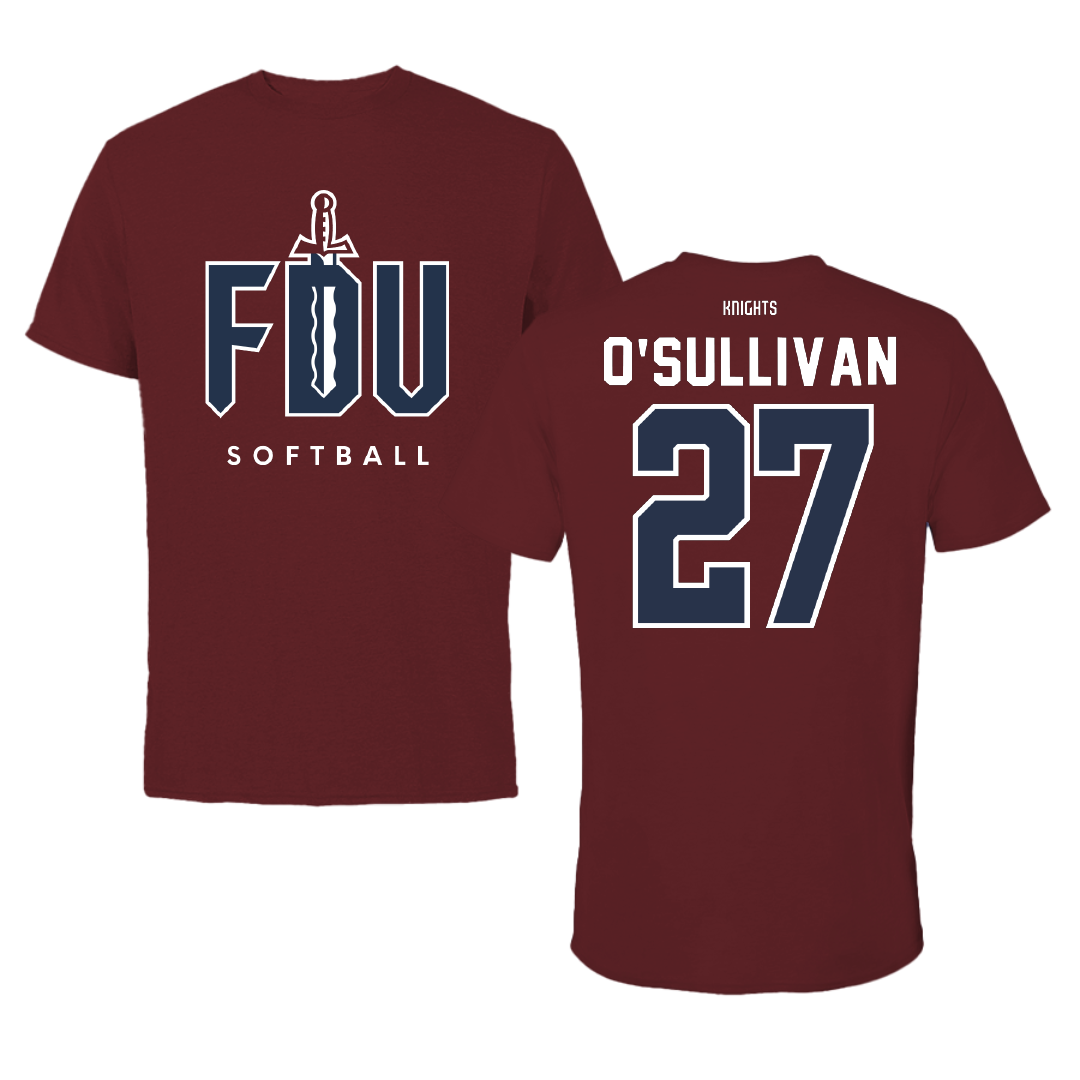 Fairleigh Dickinson University-Metropolitan Campus Softball Maroon Performance Tee - #27 Kailee O'Sullivan