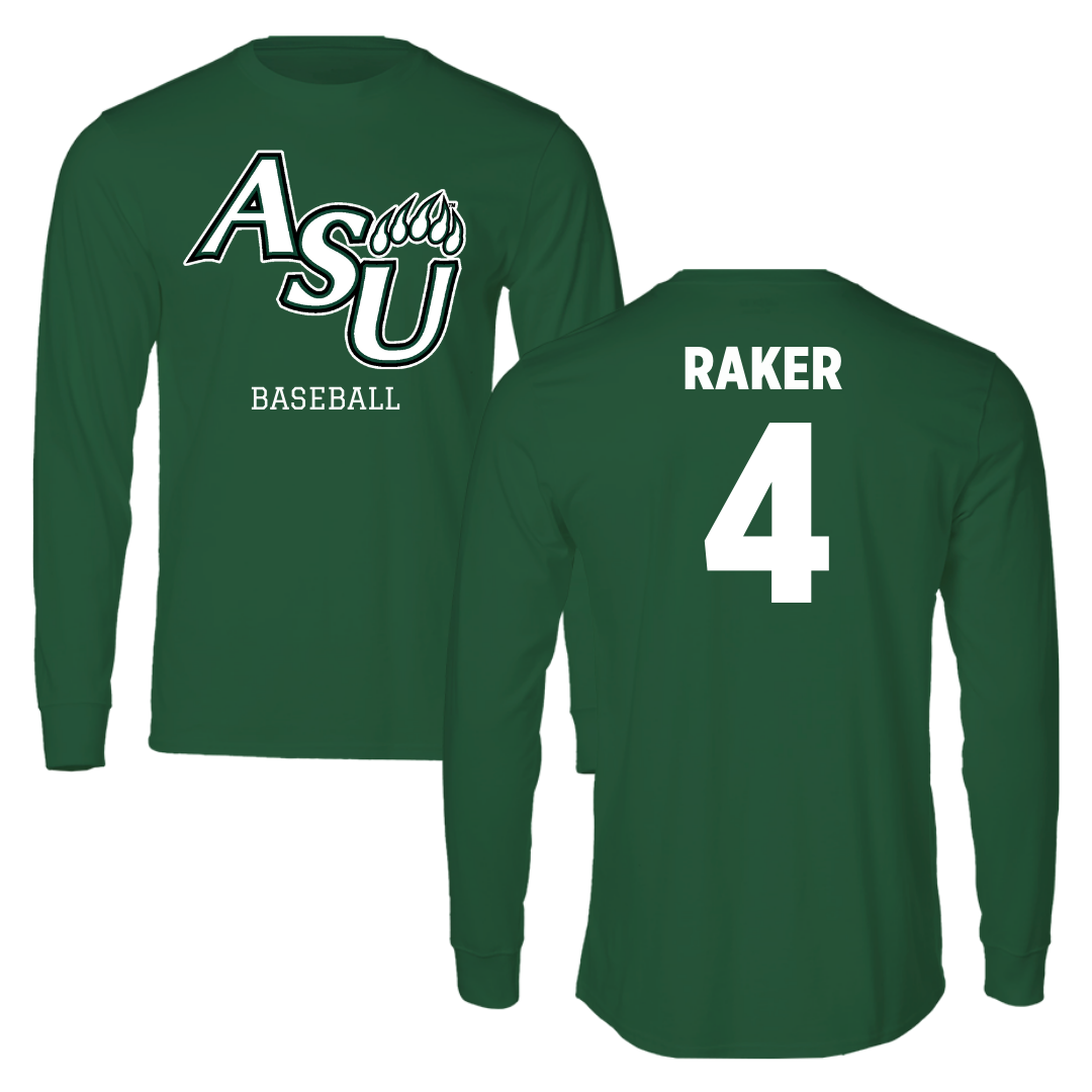 Adams State University Baseball Forest Green Block Long Sleeve - #4 Joey Raker