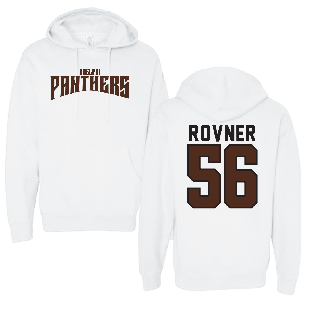 Adelphi University Baseball White Classic Hoodie - #56 Zach Rovner