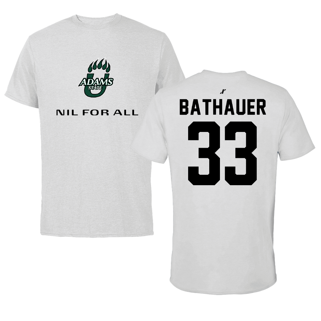 Adams State University Baseball Light Gray NIL for ALL Tee - #33 Matt Bathauer