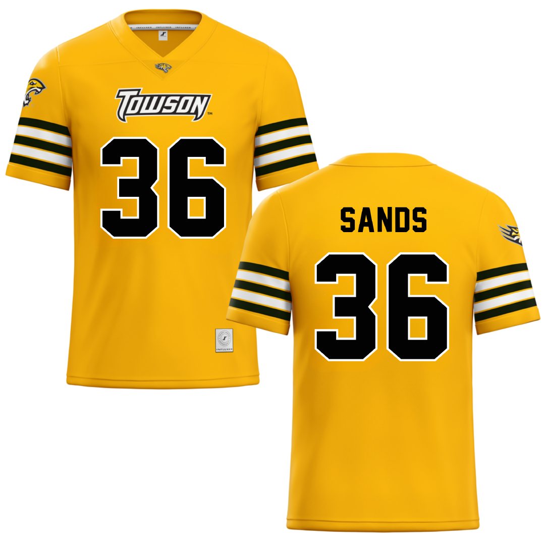 Towson University Gold Football Jersey - #36 Terrance Sands