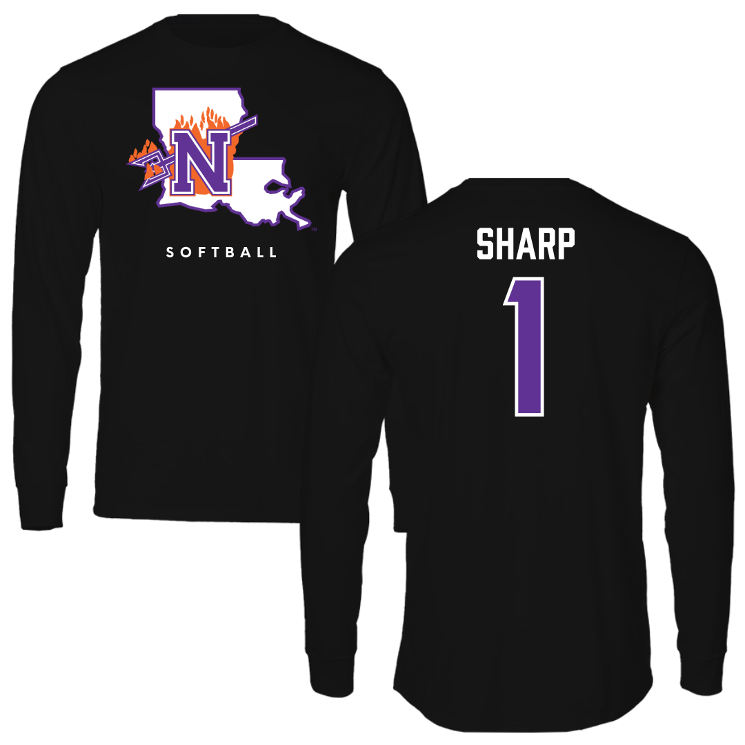 Northwestern State University Softball Black Block Performance Long Sleeve - #1 Skye Sharp