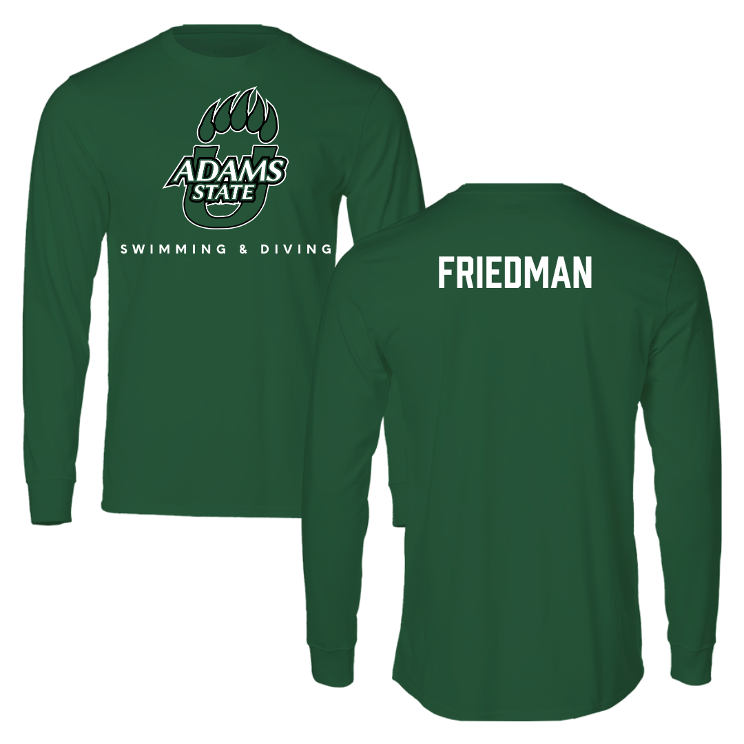 Adams State University Swimming & Diving Green Performance Long Sleeve - Anjali Friedman
