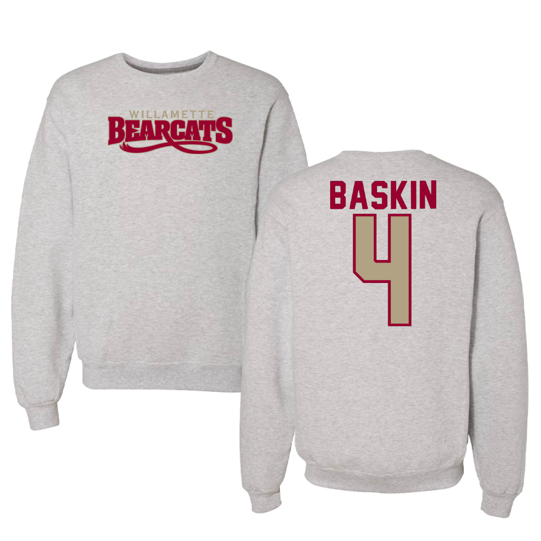Willamette University Baseball Gray Crewneck - #4 Drew Baskin