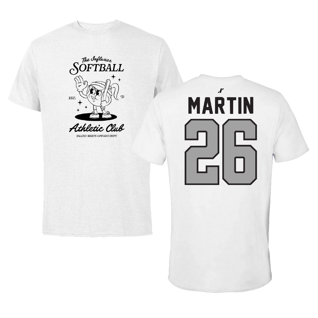 Softball White Influxer Athletic Club Tee - #26 Ashley Martin