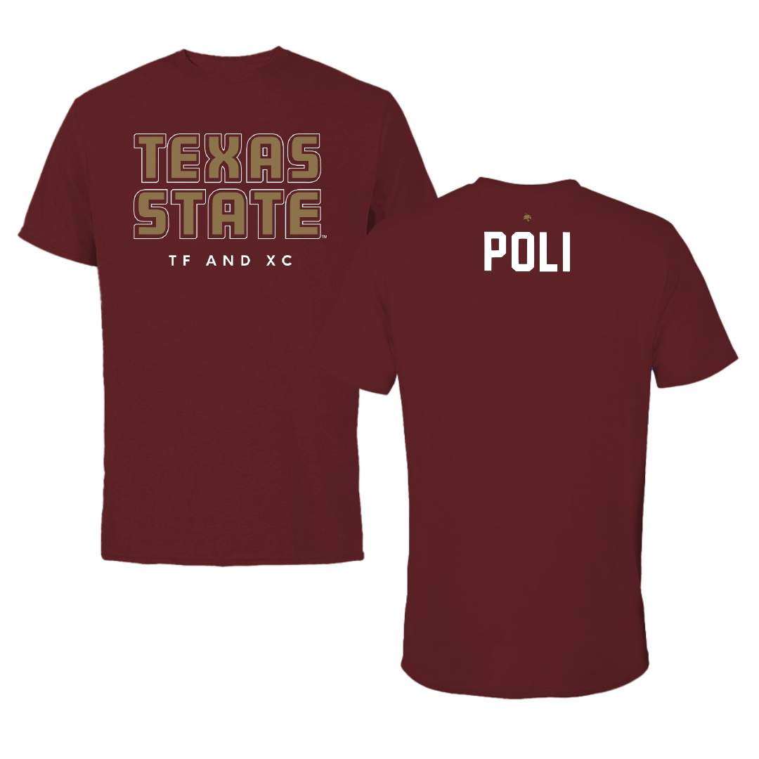 Texas State University TF and XC Maroon Performance Tee - Matilde Poli