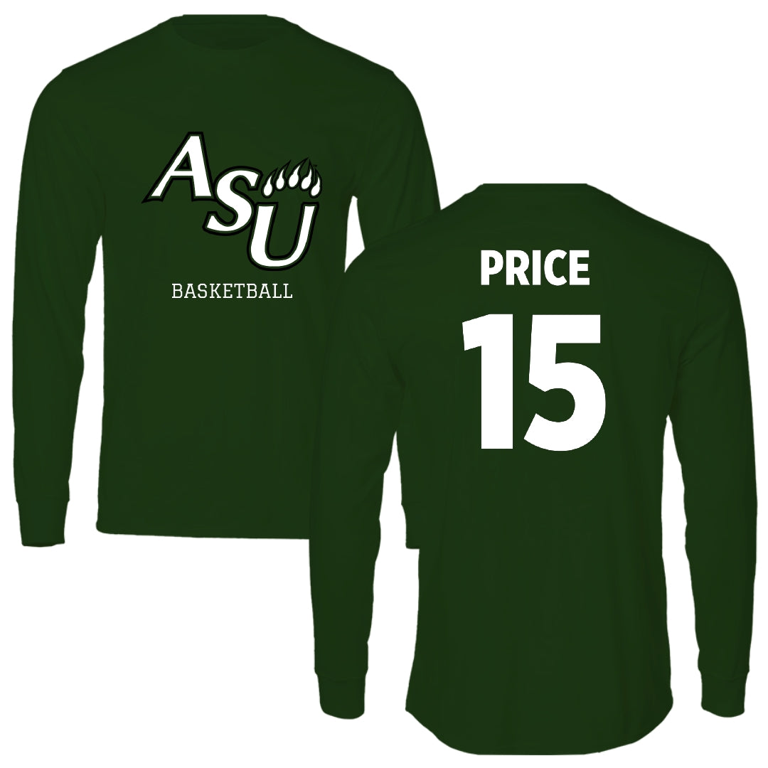 Adams State University Basketball Forest Green Block Performance Long Sleeve - #15 Jada Price