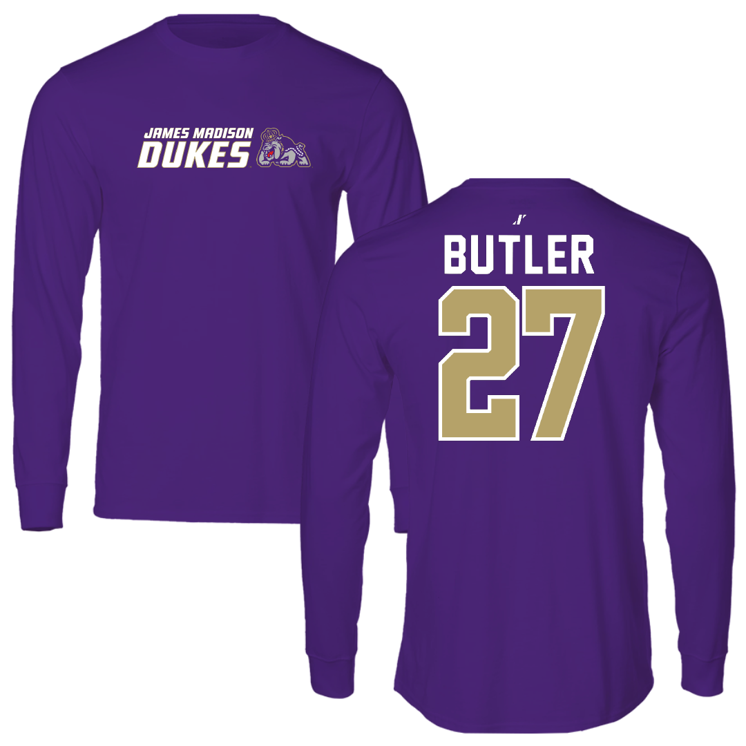 James Madison University Softball Purple General Performance Long Sleeve - #27 Reed Butler