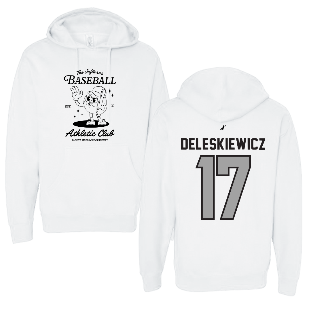 Baseball White Influxer Athletic Club Hoodie - #17 Tyler Deleskiewicz