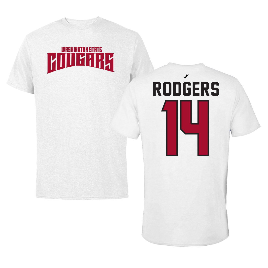 Washington State University Ice Hockey White Classic Performance Tee - #14 Dominic Rodgers