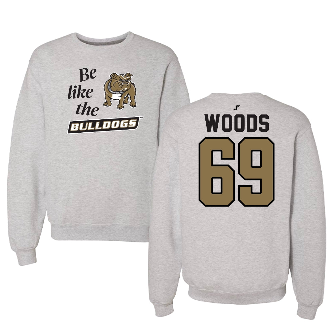Bryant University Football Light Gray Be Like Us Crewneck - #69 Jeffery Woods