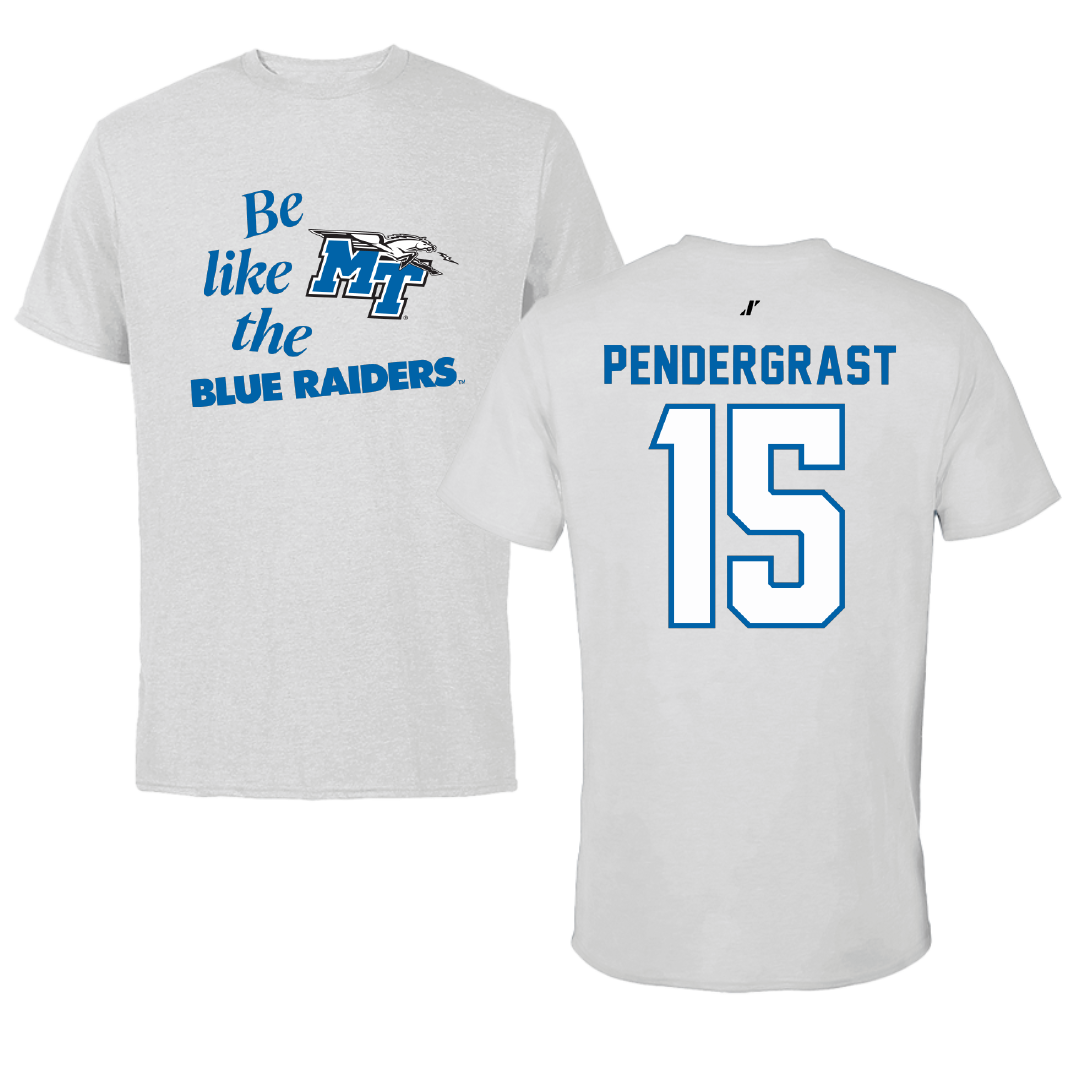 Middle Tennessee State University Softball Light Gray Be Like Us Performance Tee - #15 Lilly Pendergrast