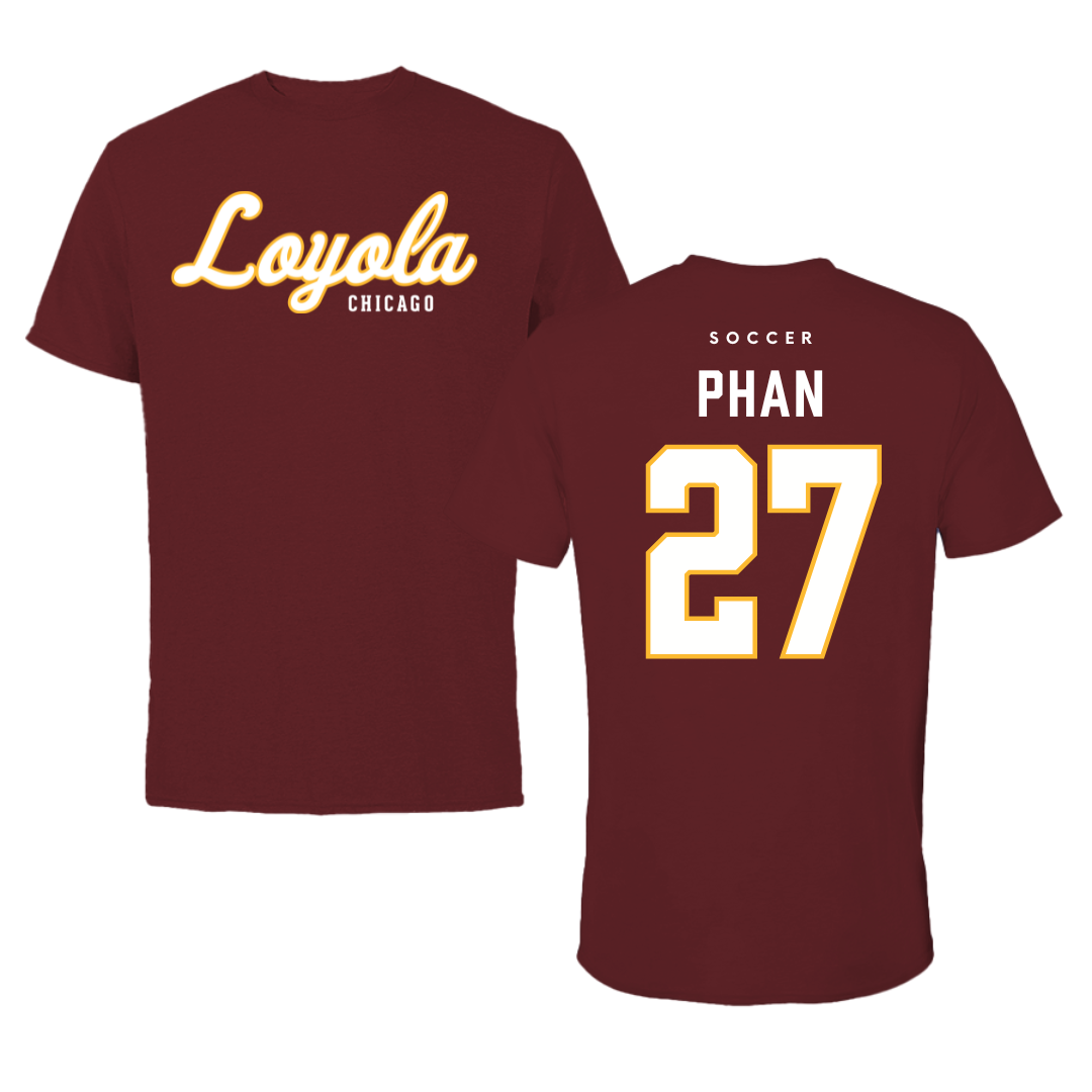 Loyola University-Chicago Soccer Maroon Loyola Performance Tee - #27 Brody Phan