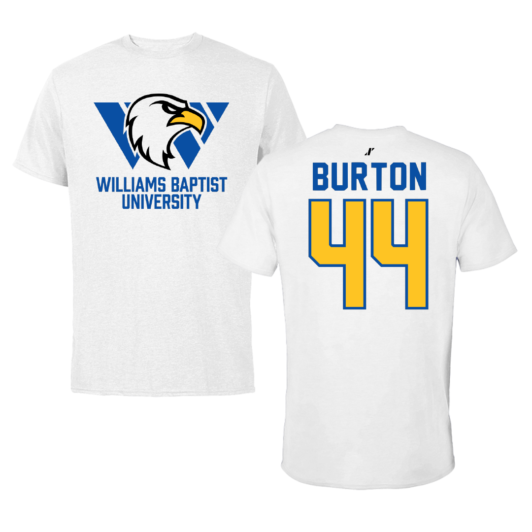 Williams Baptist University Baseball White Tee - #44 JD Burton