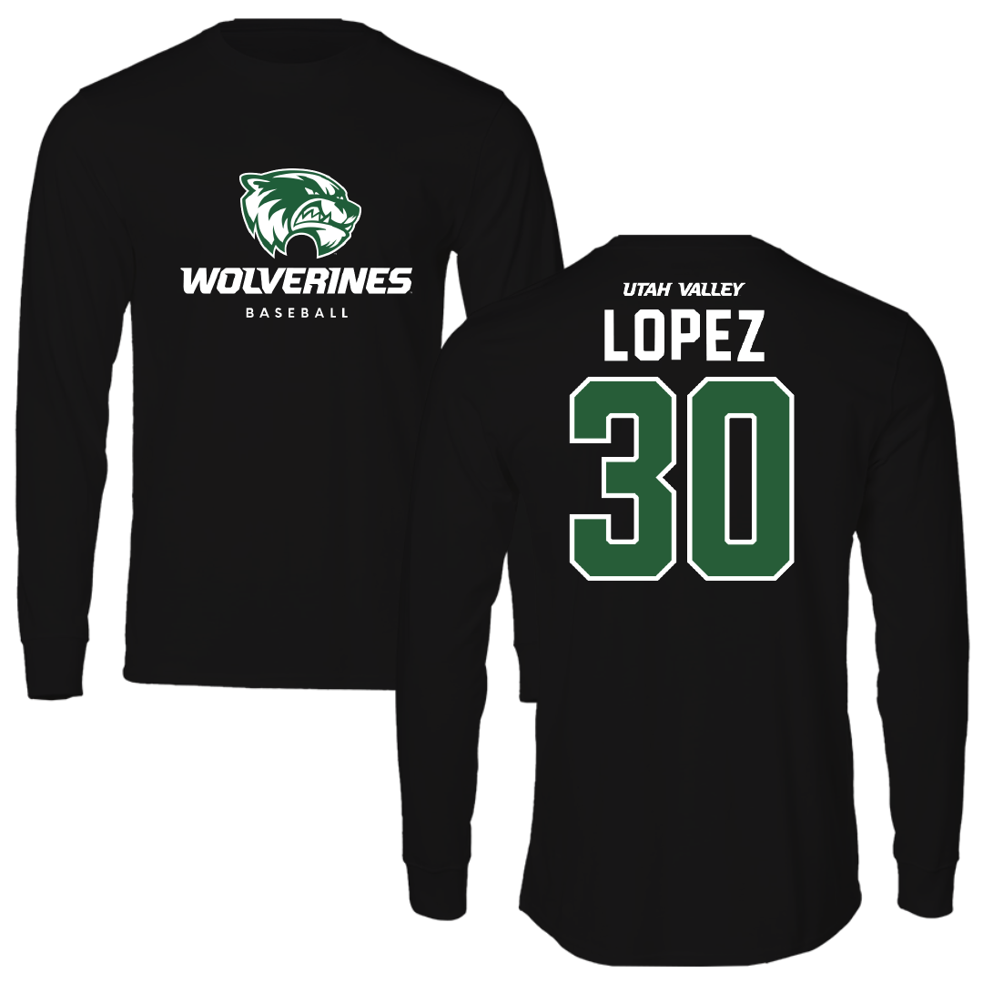 Utah Valley University Baseball Black Long Sleeve - #30 Franky Lopez
