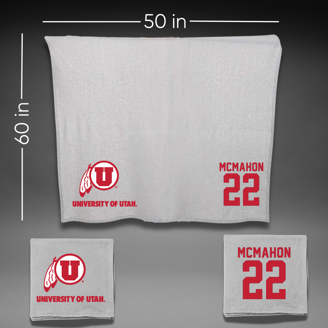 University of Utah Lacrosse Gray Blanket - #22 MJ McMahon