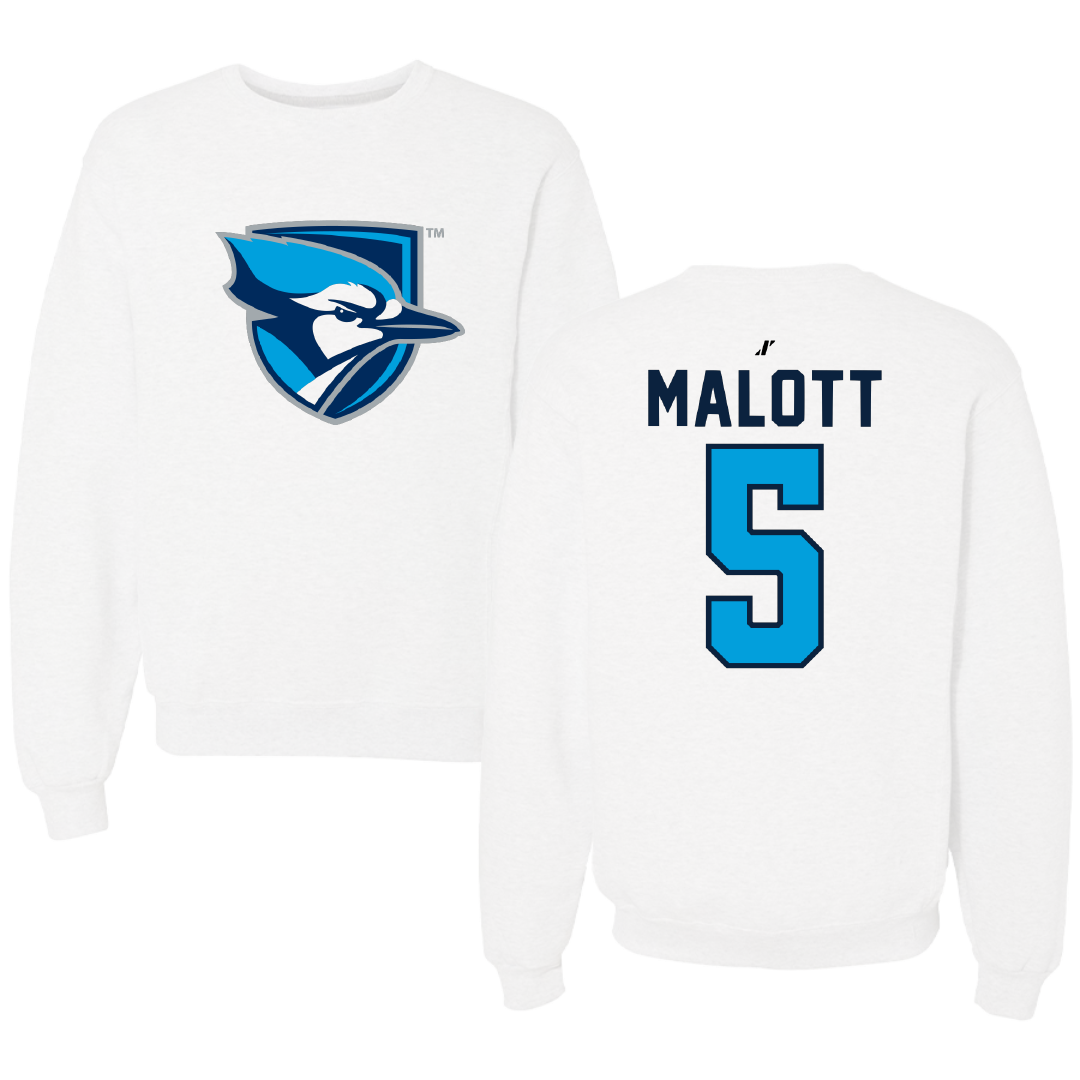 Elmhurst University Baseball White Crewneck - #5 Erik Malott