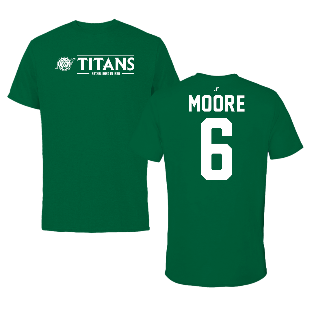 Illinois Wesleyan University Football Green General Tee - #6 Tre Moore