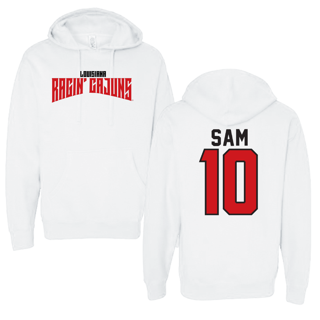 University of Louisiana at Lafayette Basketball White Classic Hoodie - #10 Aasia Sam