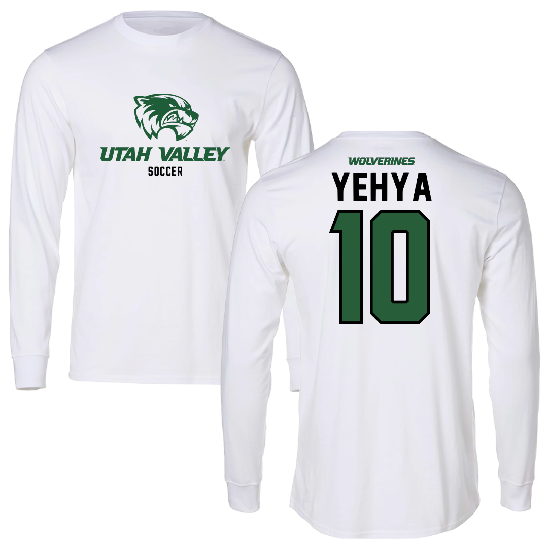 Utah Valley University Soccer White Performance Long Sleeve - #10 Omar Yehya