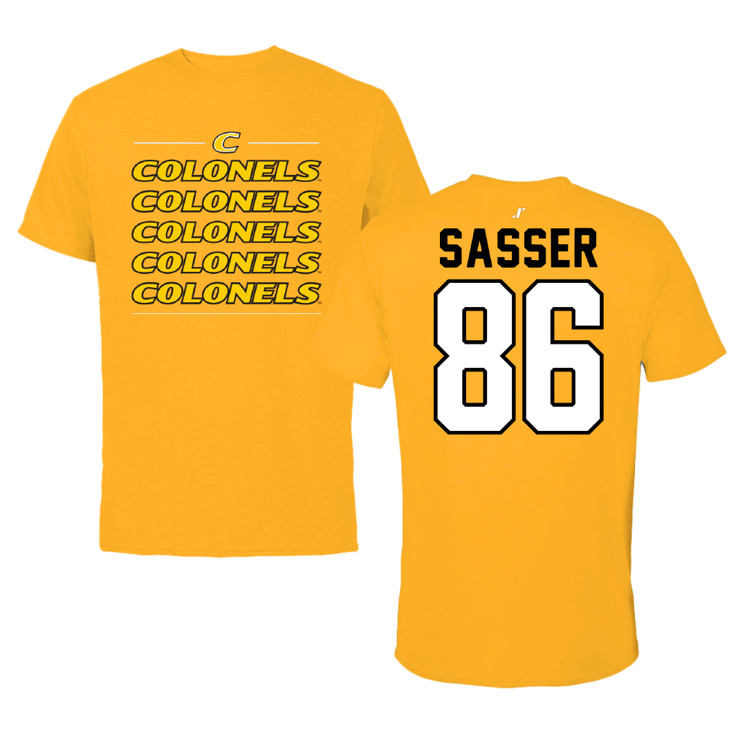 Centre College Football Gold General Performance Tee - #86 Luke Sasser