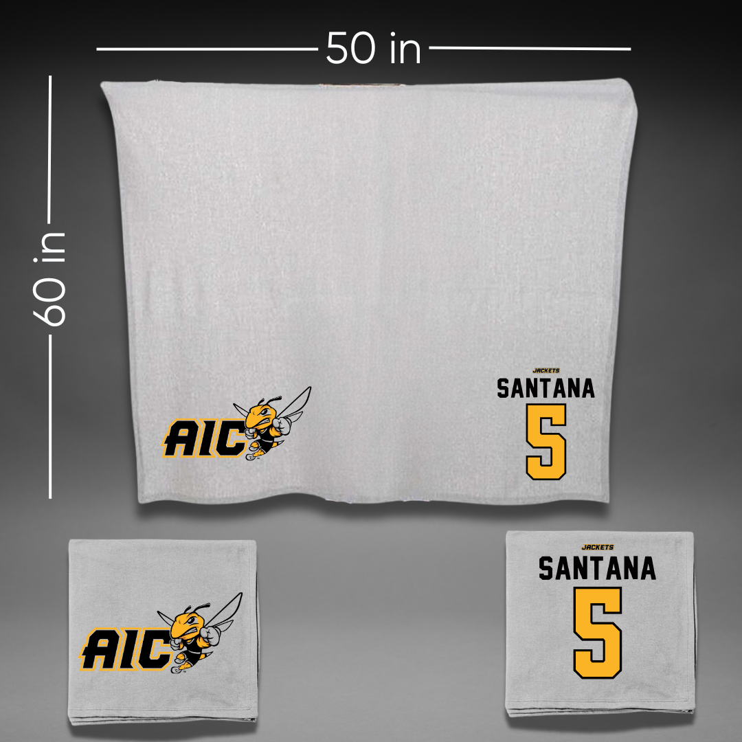 American International College Volleyball Gray Blanket - #5 Robert Santana