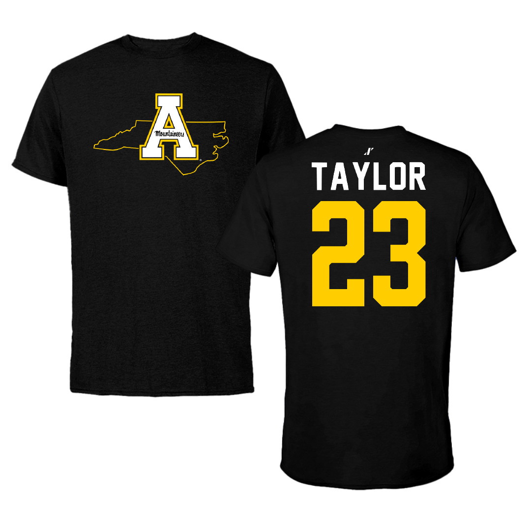 Appalachian State University Softball Black State Tee - #23 Grace Taylor