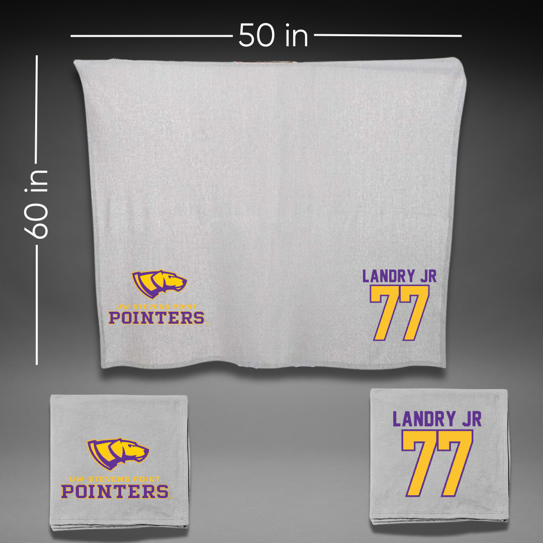 University of Wisconsin-Stevens Point Football Gray Blanket - #77 Marcus Landry Jr