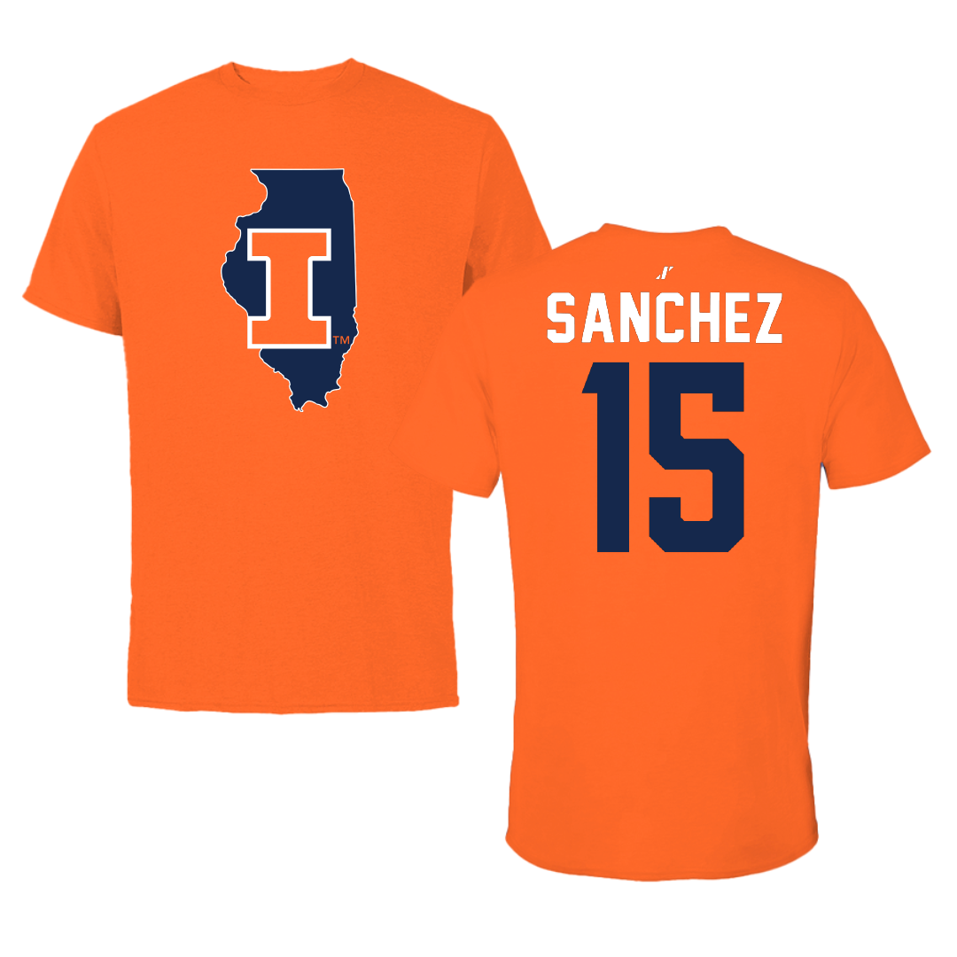 University of Illinois Baseball Orange State Performance Tee - #15 Julius Sanchez
