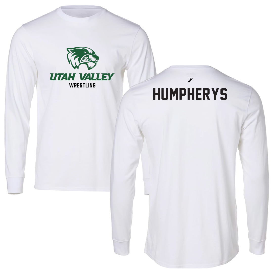 Utah Valley University Wrestling White Classic Performance Long Sleeve - Tyson Humpherys