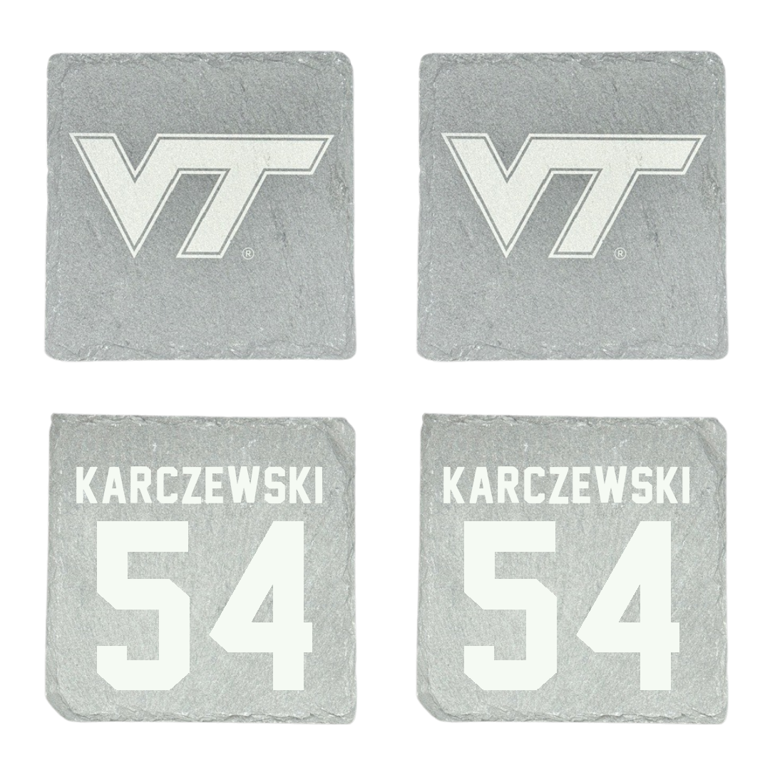 Virginia Tech Football Stone Coaster (4 Pack)  - #54 Grant Karczewski
