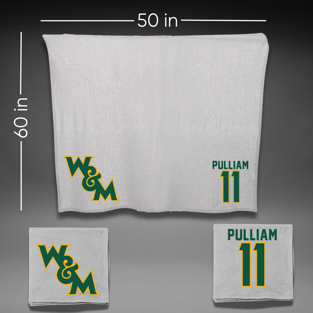 William & Mary Basketball Gray Blanket - #11 Kyle Pulliam