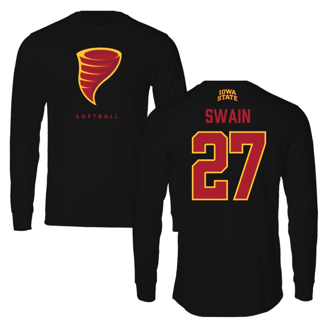 Iowa State University Softball Black Performance Long Sleeve - #27 Saya Swain