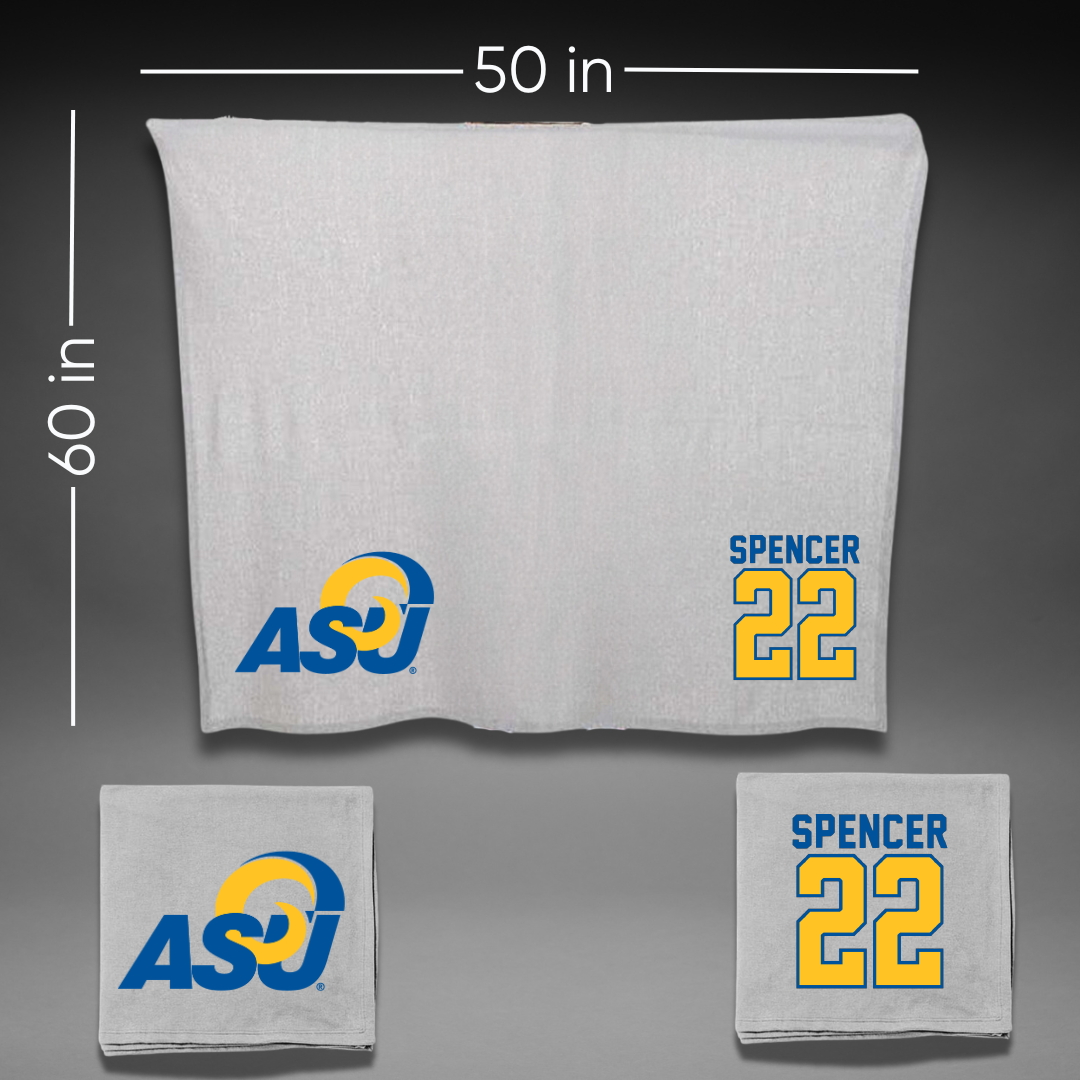 Angelo State University Volleyball Gray Blanket - #22 Hannah Spencer