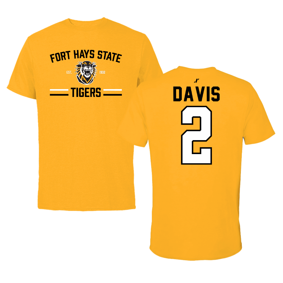 Fort Hays State University Basketball Gold General Tee - #2 Traejon Davis