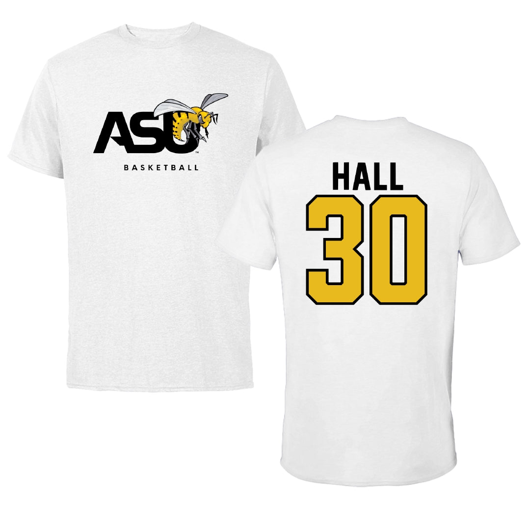 Alabama State University Basketball White ASU Performance Tee - #30 Anaja Hall