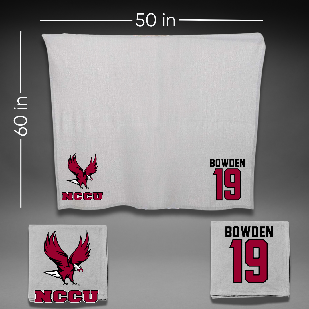 North Carolina Central University Football Gray Blanket - #19 Jaylen Bowden